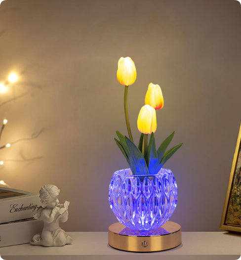 Tulip Glow Bedroom Vase Lamp